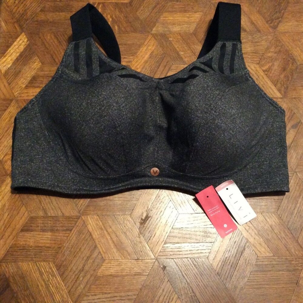 Livi Lane Bryant Max Support Underwire Wicking Sports Bra 46DDD Gray